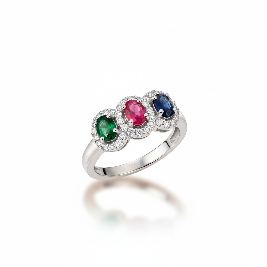 Tricolor Gemstone Ring