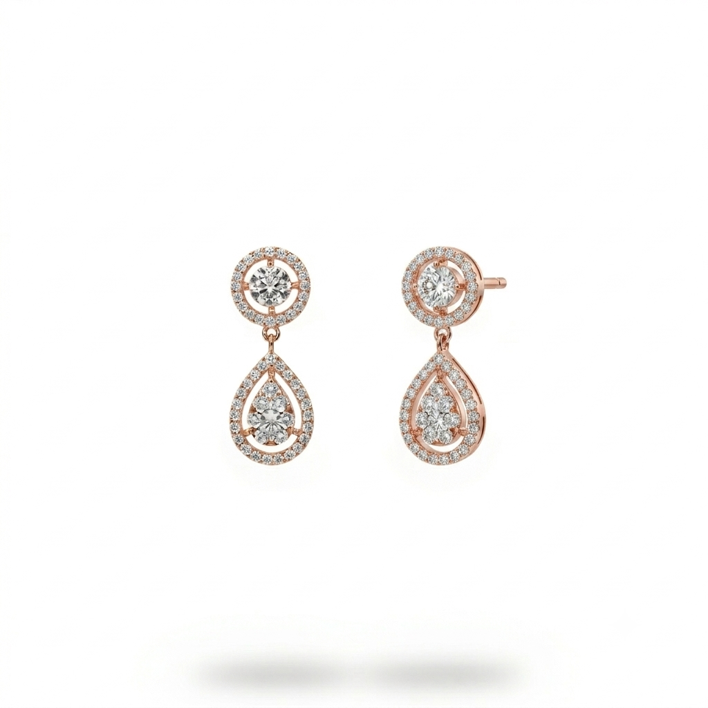 Diamond Pear Dangling Earrings