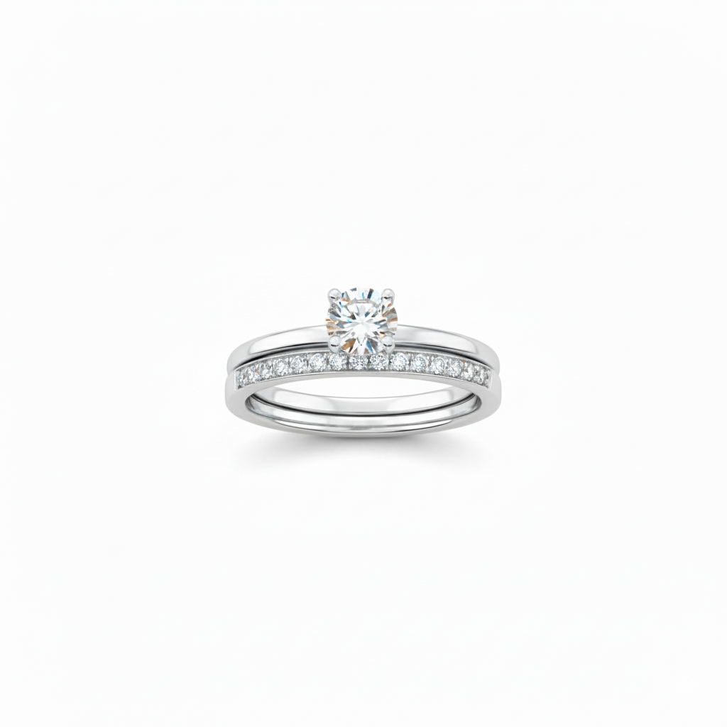 Stackable Solitaire Band Ring Set