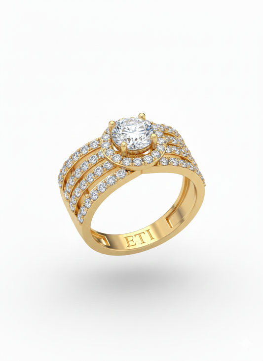 Studded Halo Solitaire band