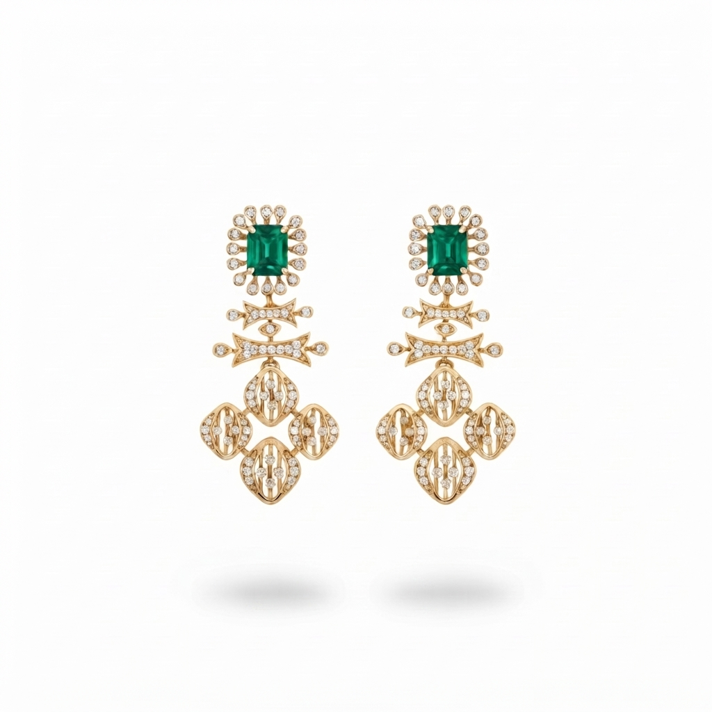 Emerald Dangler Earrings