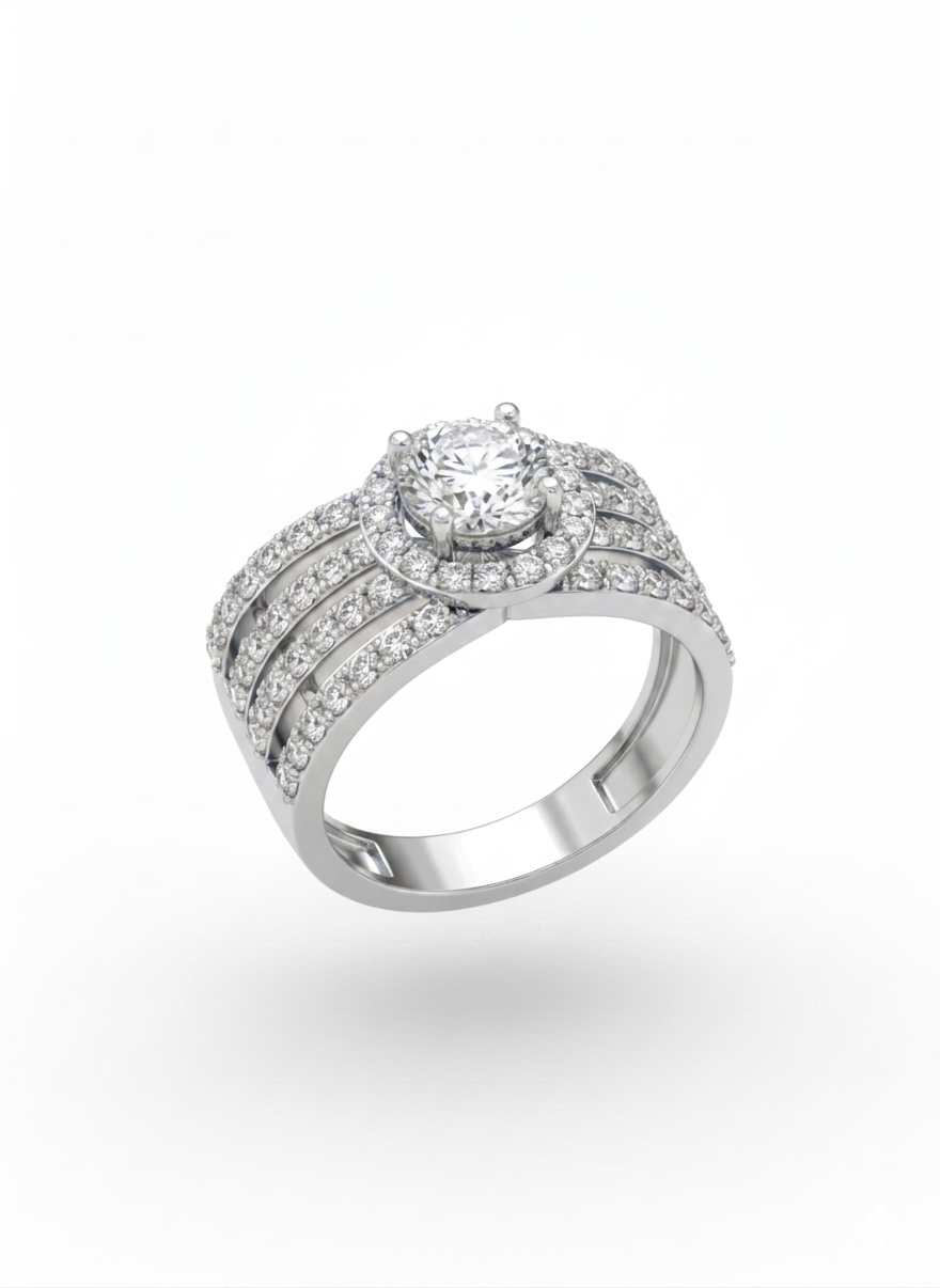 Studded Halo Solitaire band