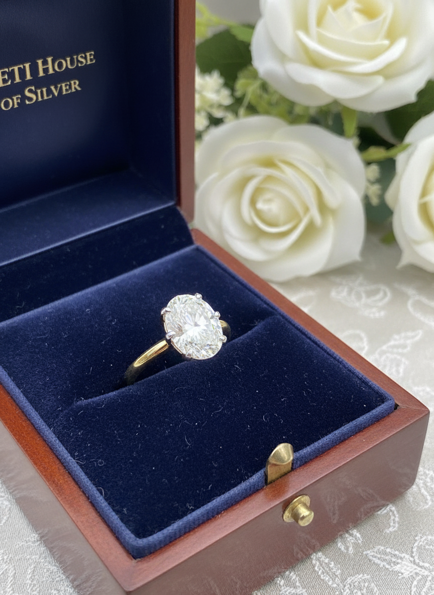 Oval Cut Moissanite Solitaire Ring