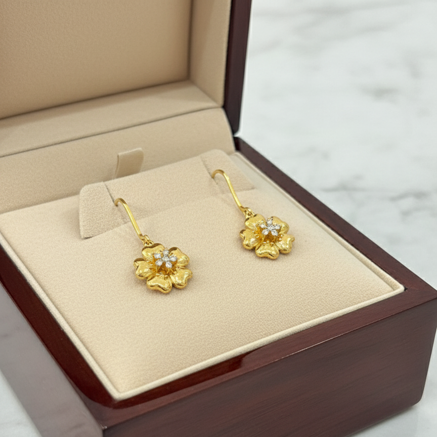 Gold Flower Earrings