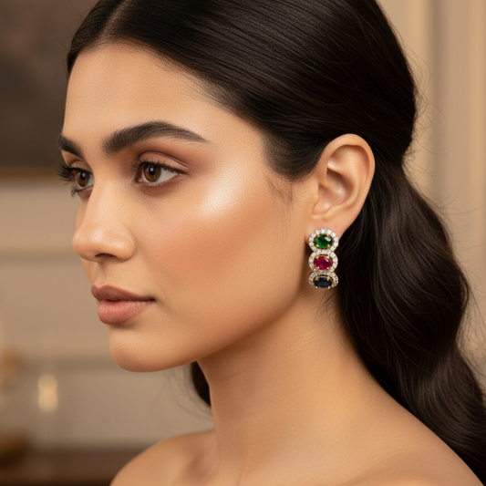 Tricolor Gemstone Earring