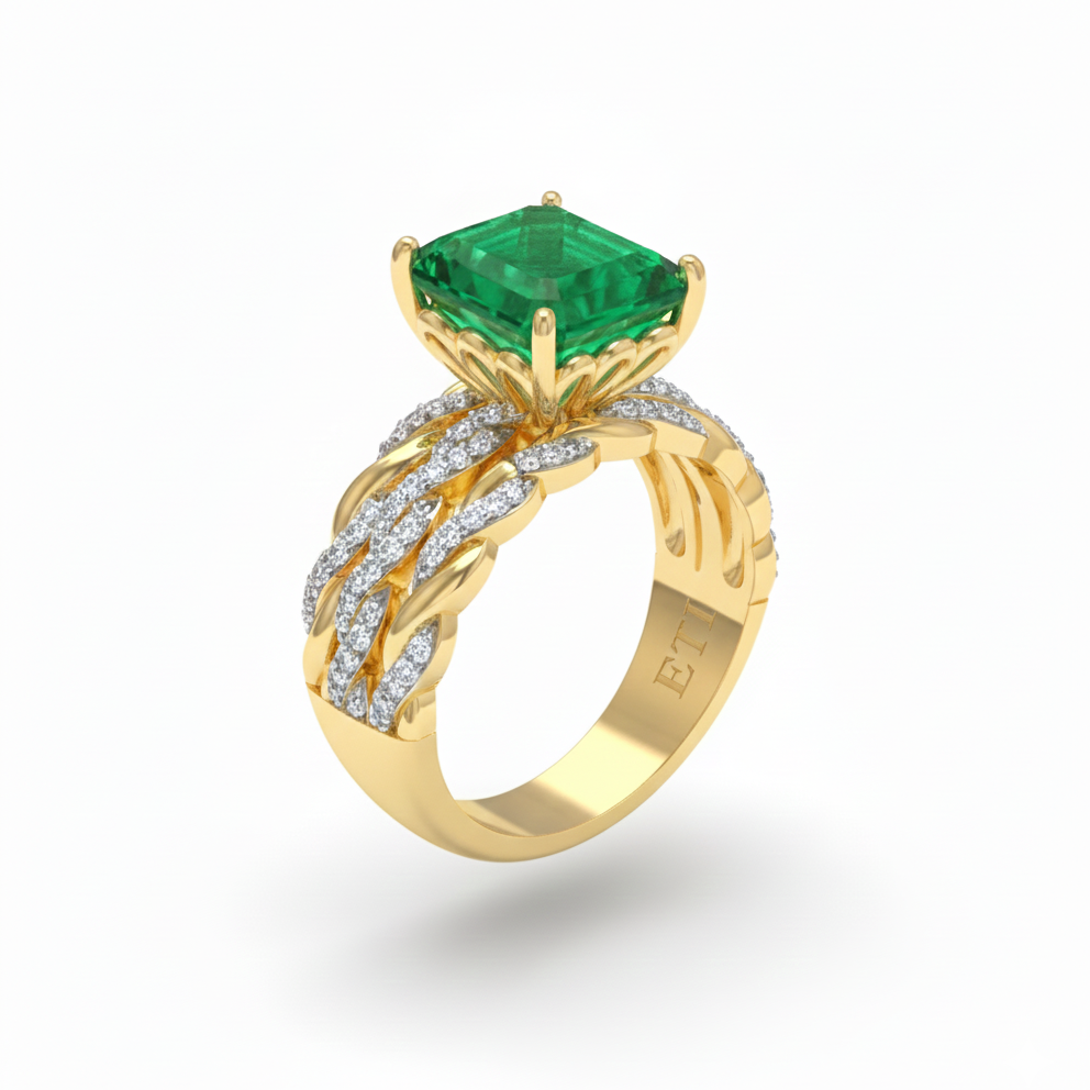 Braided Emerald Ring
