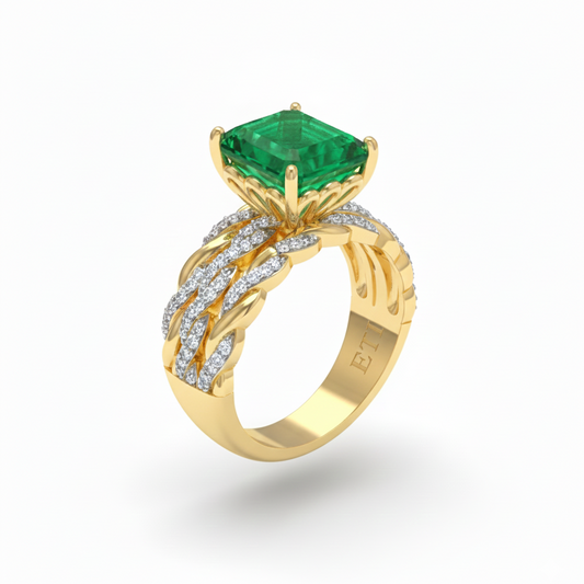 Braided Emerald Ring