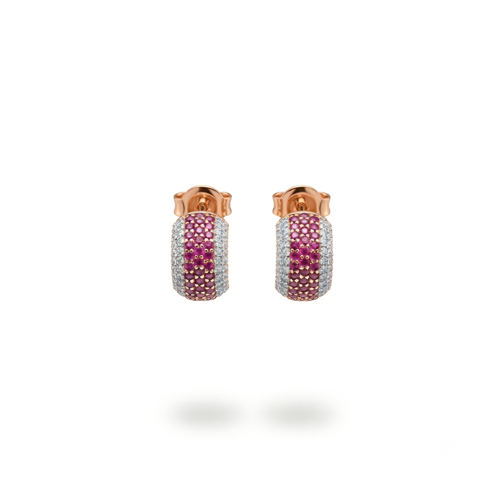 Ruby Studded Hoops