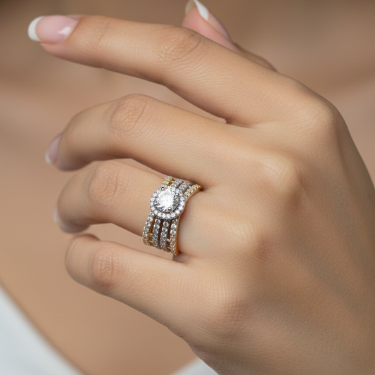 Studded Halo Solitaire band