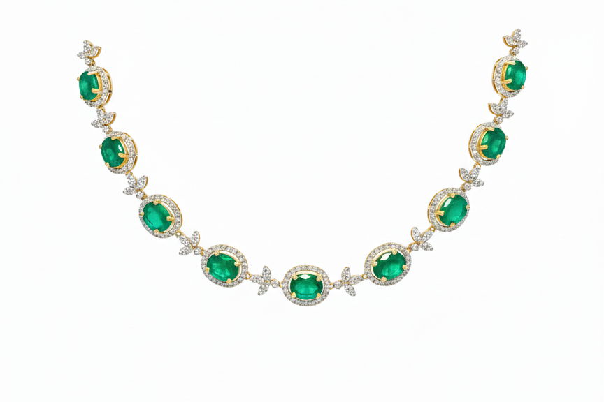 Emerald Halo Marquise Necklace