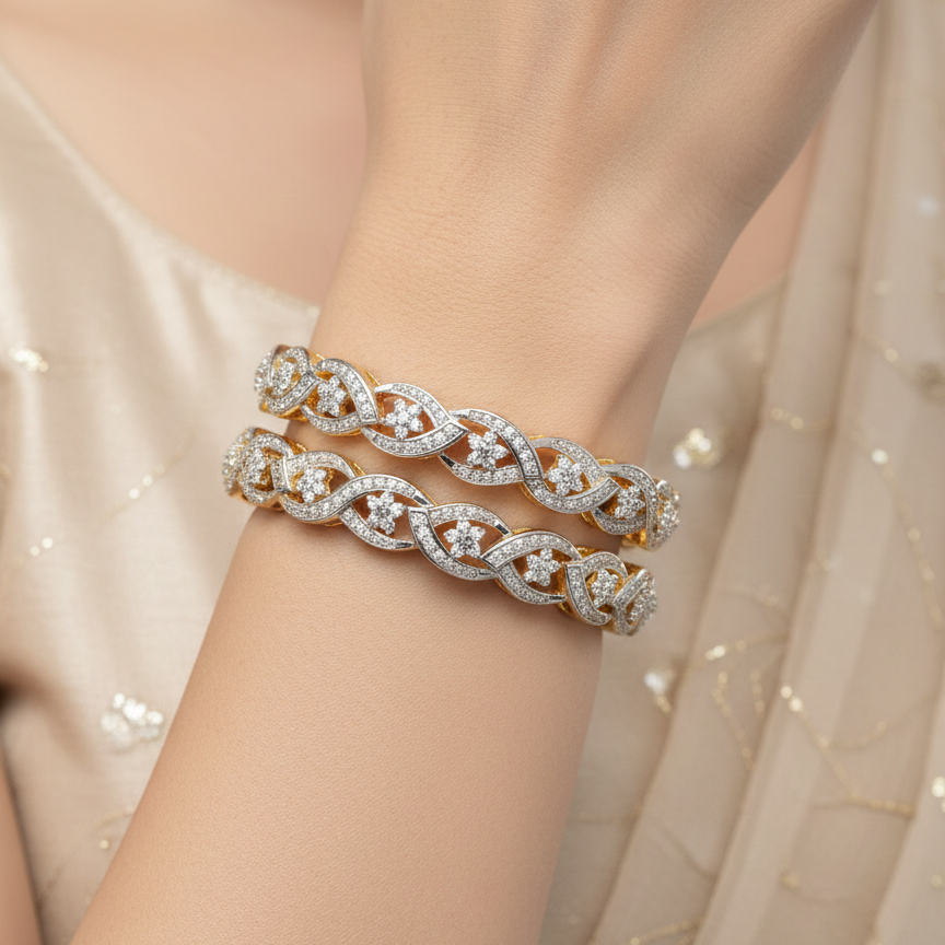 Diamond Floral Bangles