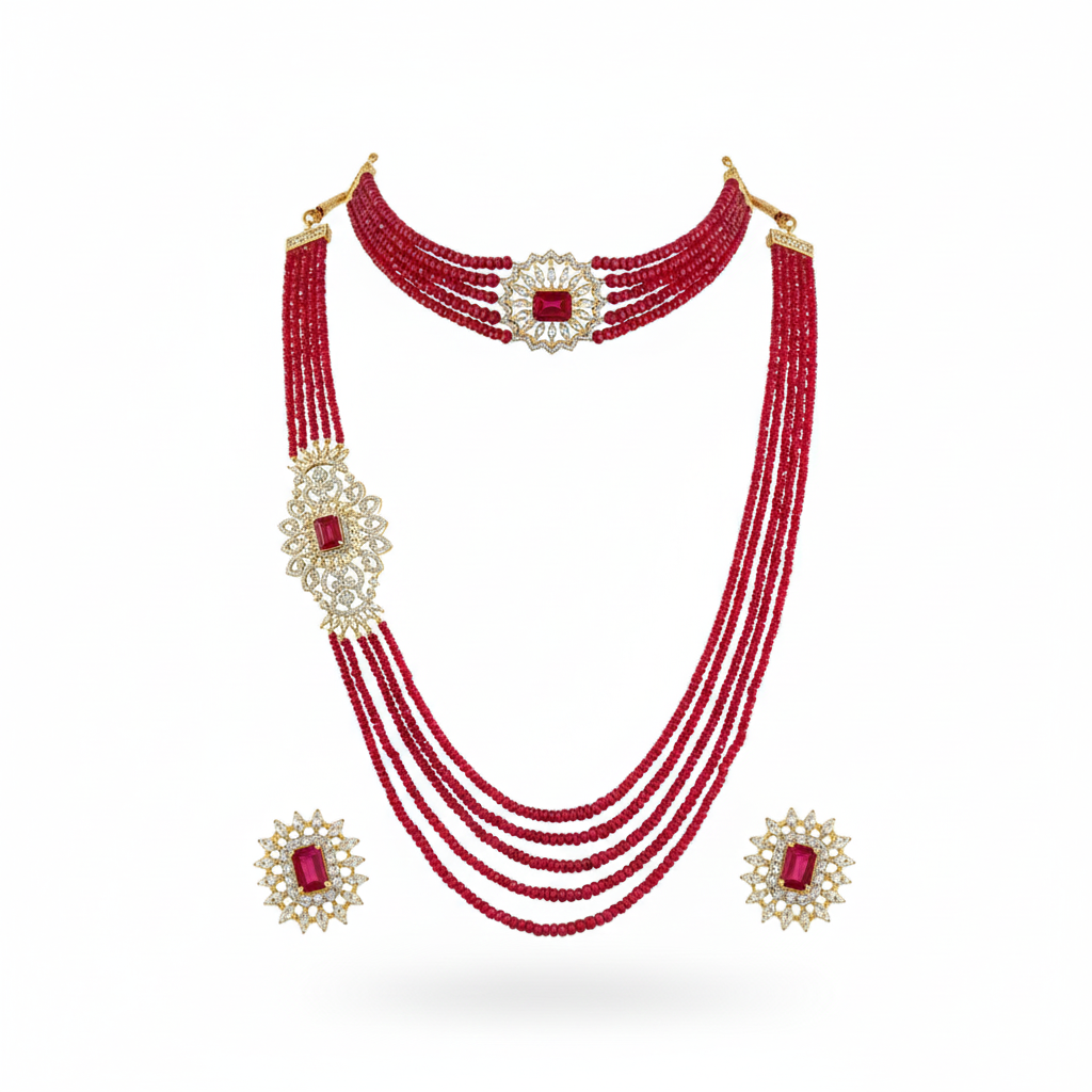 Shahi Ruby Diamond Set – ETIhouseofsilver