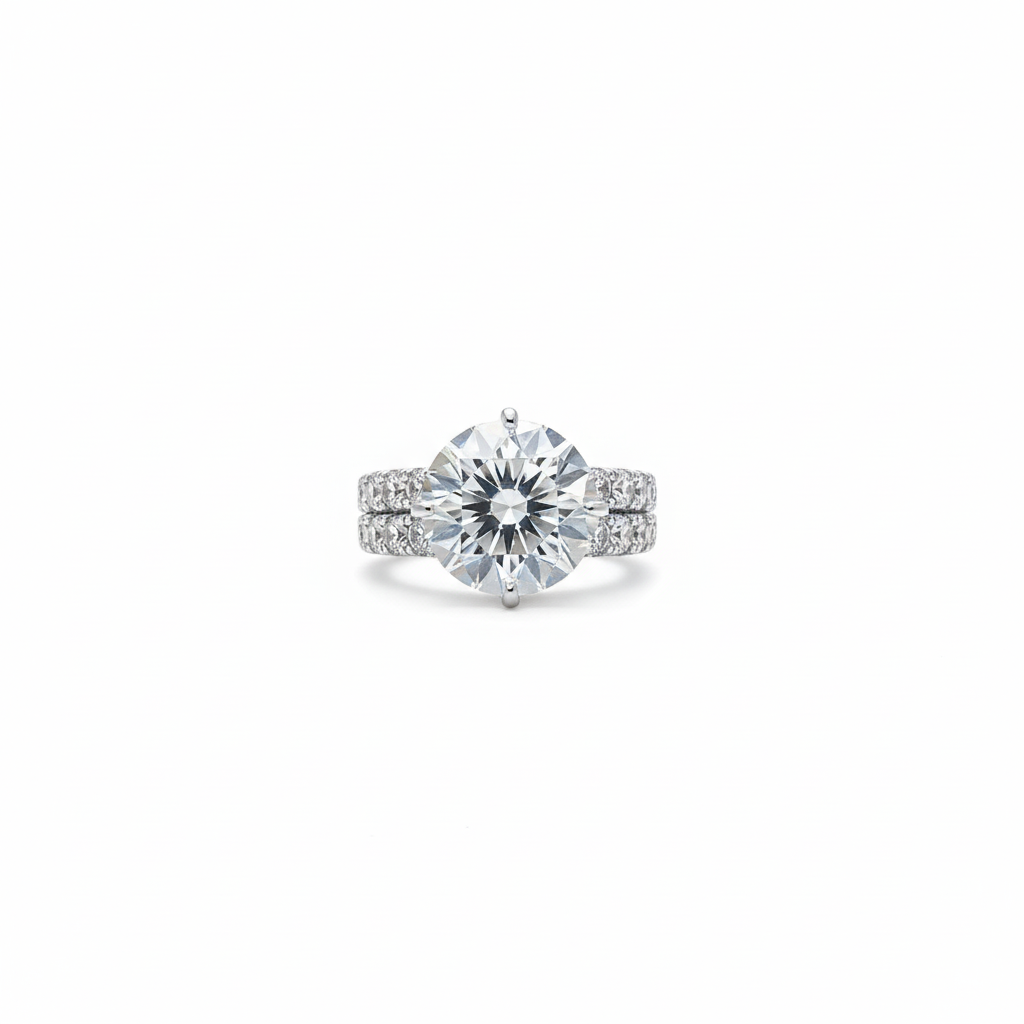 Luxe Solitaire Twin Band Ring