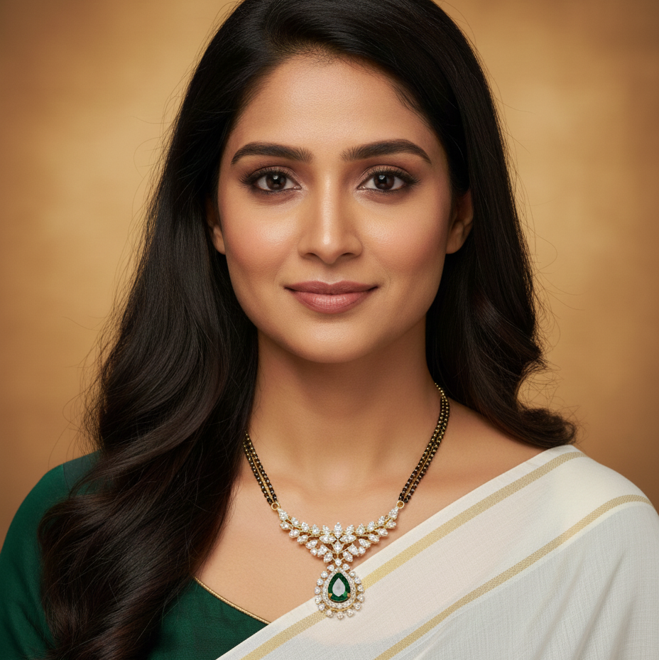 Pear Emerald Mangalsutra