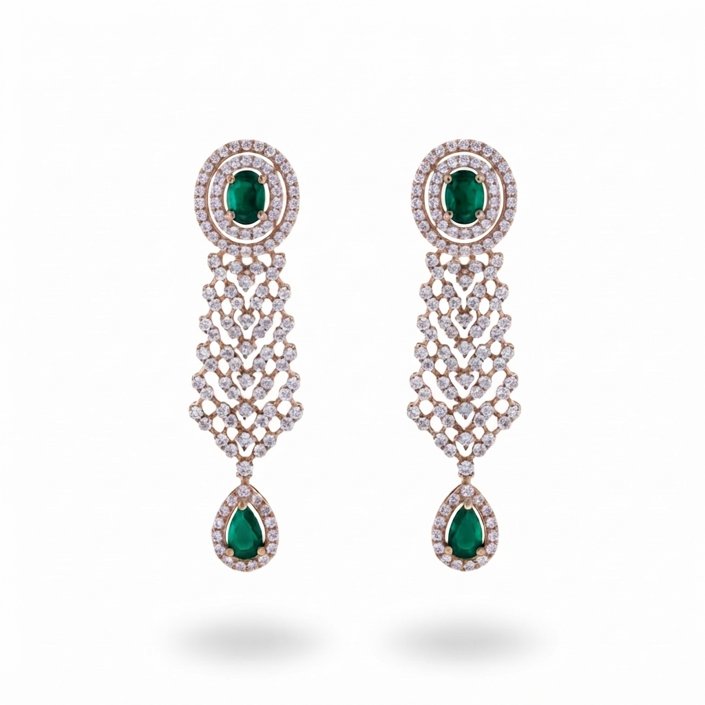 Emerald Diamond Danglers
