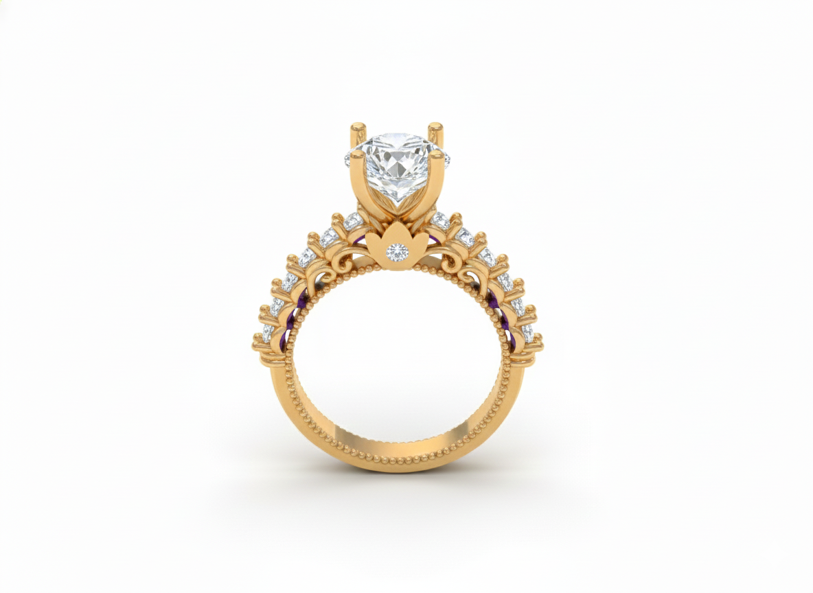 Solitaire Dotted Ring