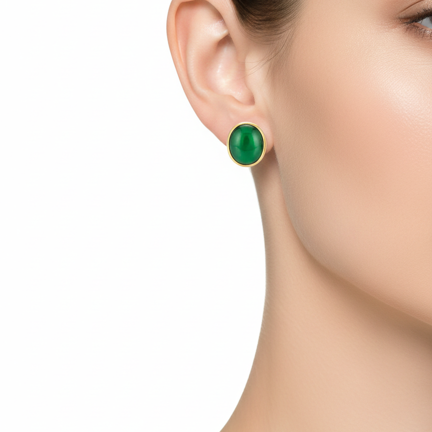 Emerald Bezel studs
