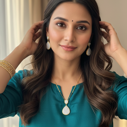 Pear Romance Mangalsutra with Earrings