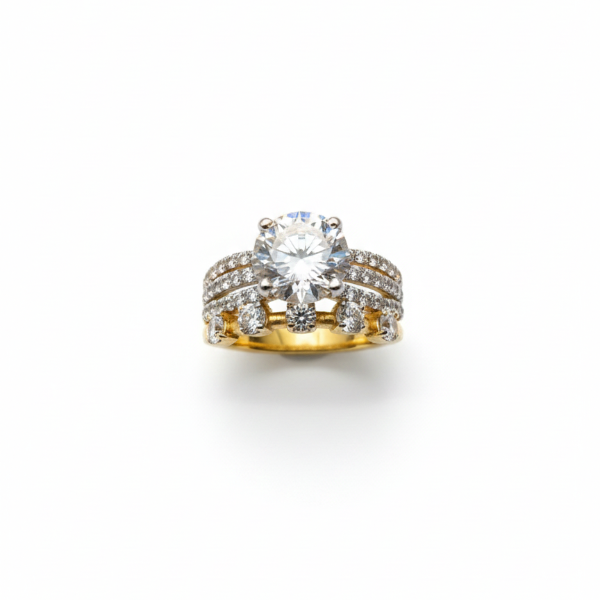 Double Band Solitaire Ring