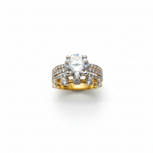 Double Band Solitaire Ring