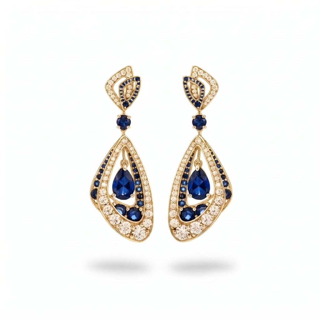 Sapphire Diamond Danglers