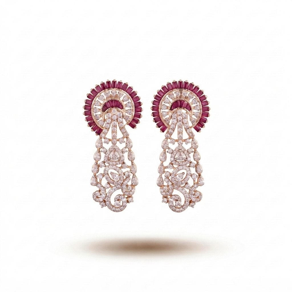 Ruby Channel Diamond Danglers