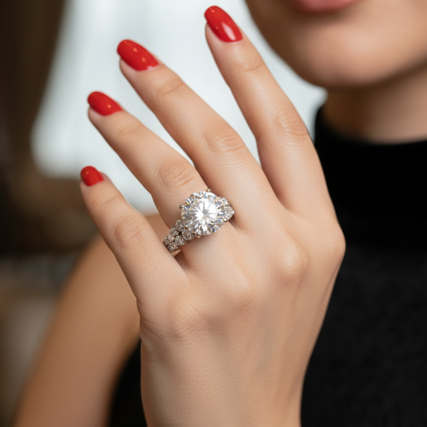 Luxe Solitaire Twin Band Ring