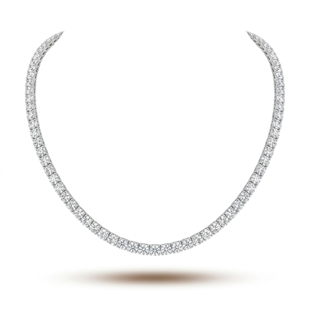 Solitaire Moissanite Tennis Necklace