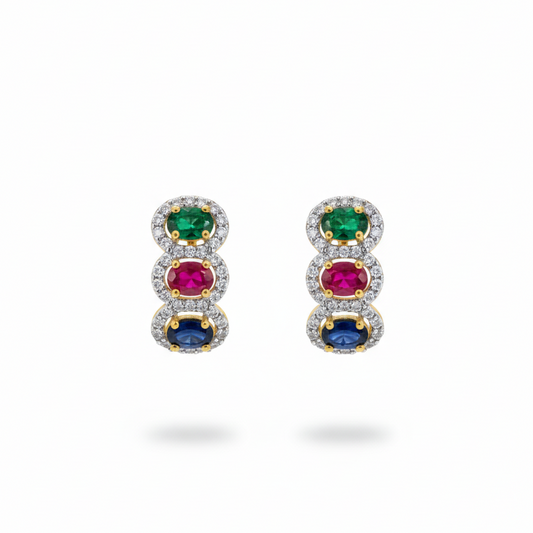 Tricolor Gemstone Earring
