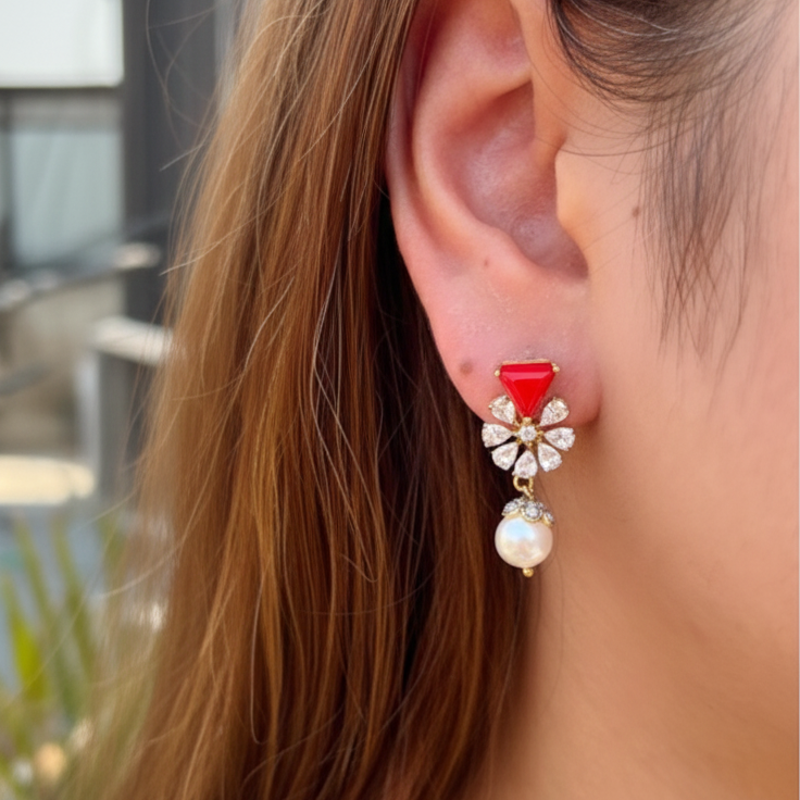 Coral Pearl Earrings