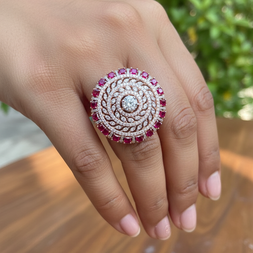 Ruby Mandala Ring