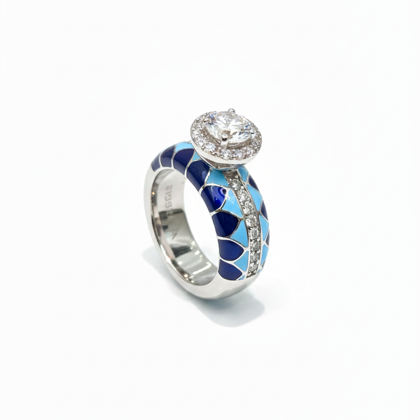 Precious Blue Enamel Band