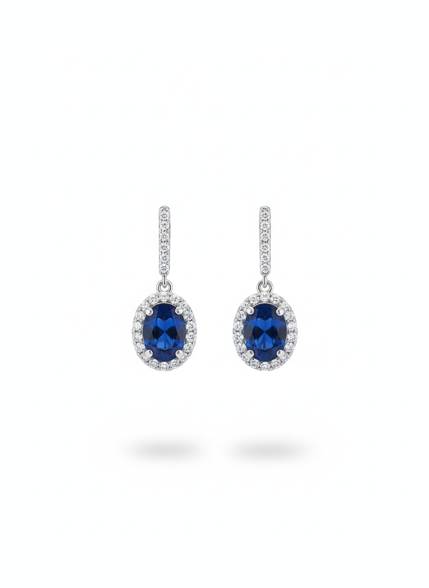 Oval Halo Drop Earrings