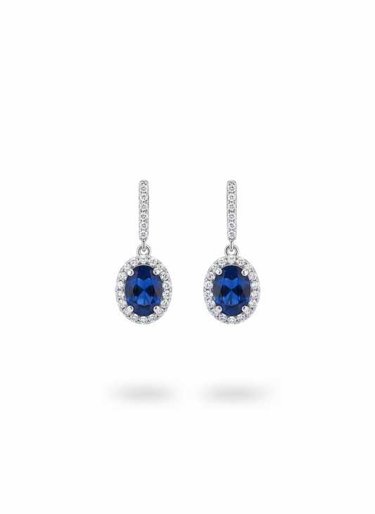 Oval Halo Drop Earrings