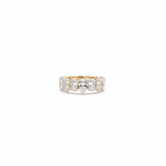 Pear Emerald Half Eternity Band
