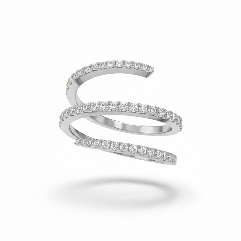 Diamond spiral ring