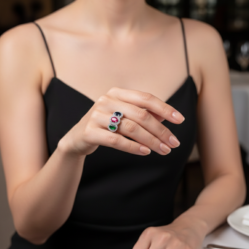 Tricolor Gemstone Ring