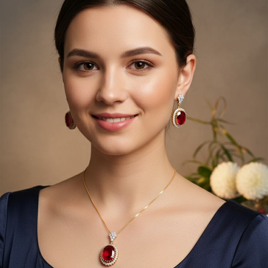 Ruby Pendant Set