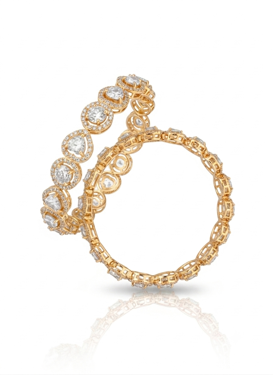 Halo Heart Solitaire Bangles