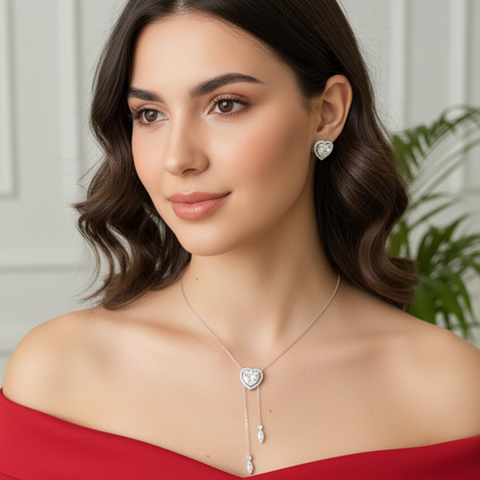 Halo Heart Pendant set