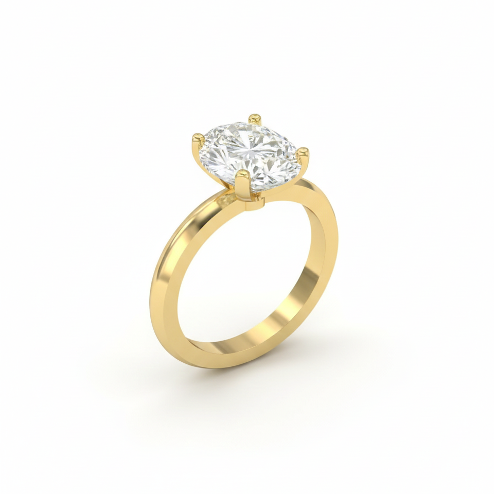 Oval Cut Moissanite Solitaire Ring