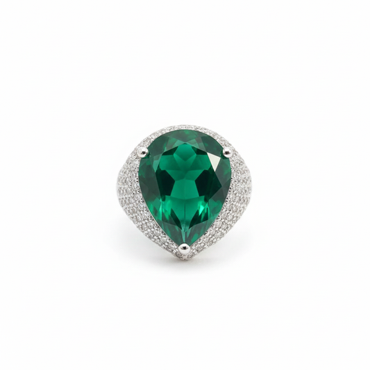 Emerald Pear Diamond ring