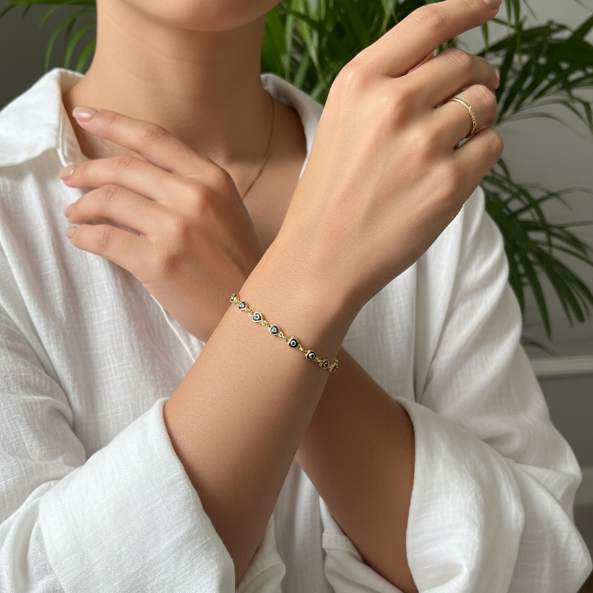 Heart Evil Eye Bracelet
