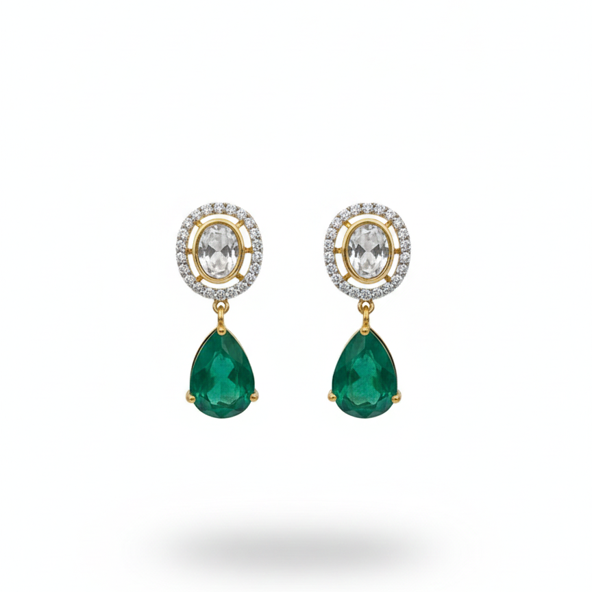 Polki Emerald Earrings with Doublet