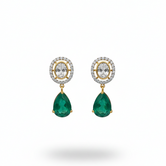 Polki Emerald Earrings with Doublet