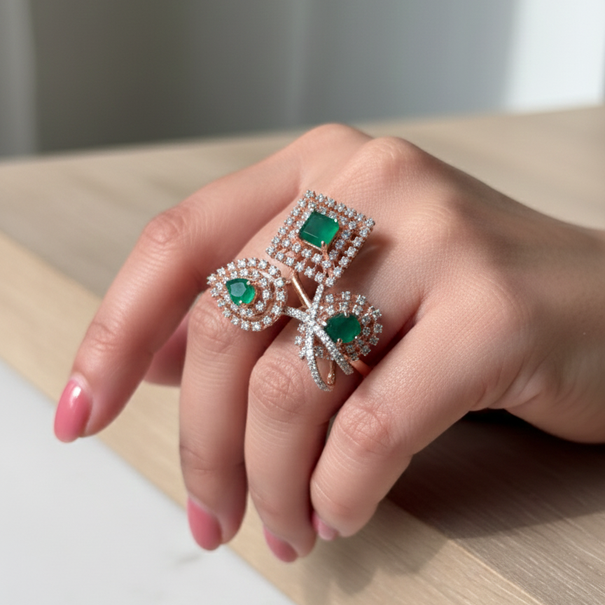 Emerald Trio Ring