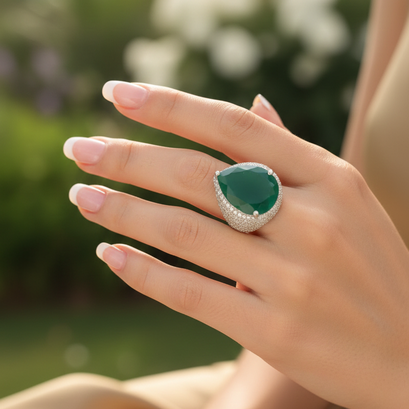 Emerald Pear Diamond ring