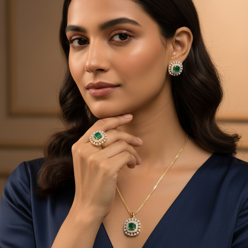 Tulip Set With Ring (Pendant size large)