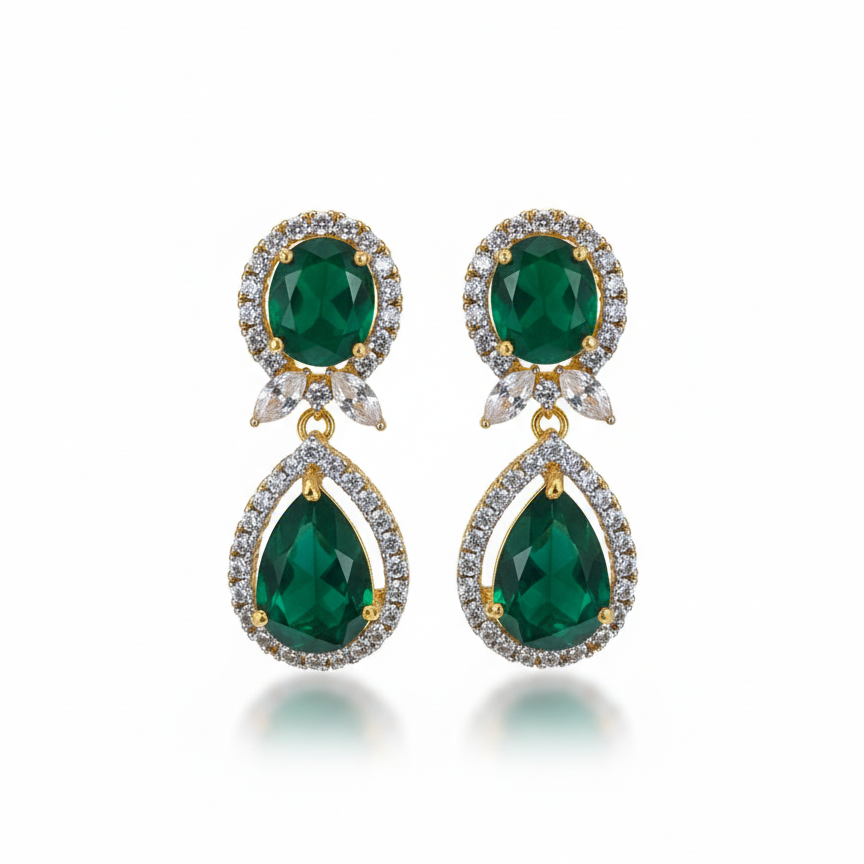 Emerald glow earrings