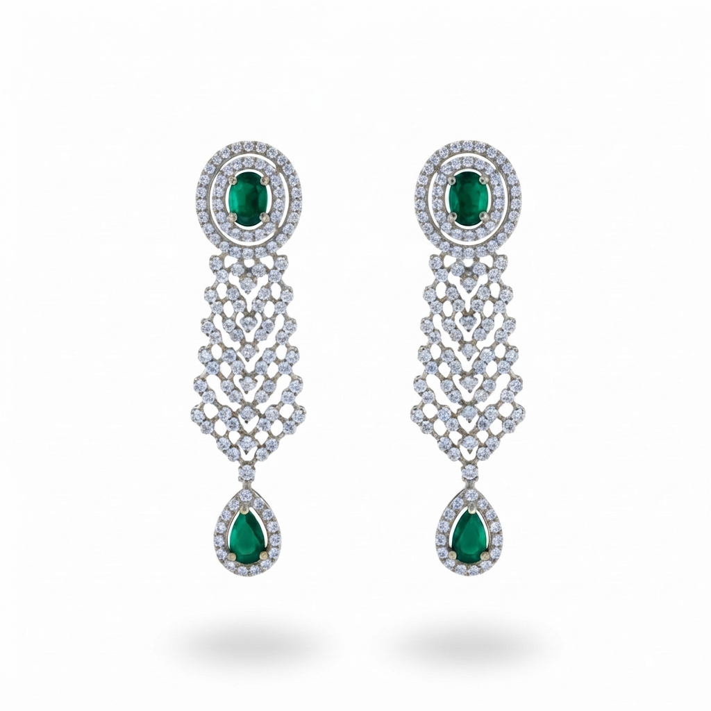 Emerald Diamond Danglers